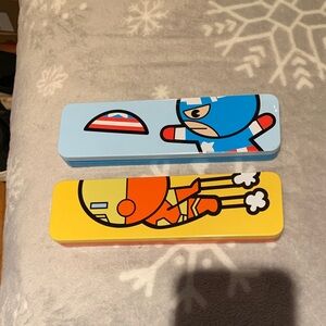 Marvel Kids' Colorful Superhero Pencil Tin Set - Blue & Yellow